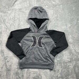 Hurley Kids Gray Heathered Black Therma-Fit Hoodie Pullover Long Sleeve Size 4